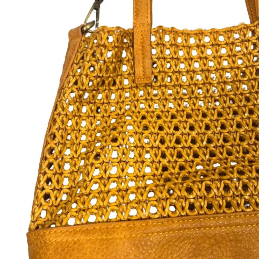 Anthropologie Womens Crossbody Bag‎ With Pouch Insert Mustard Yellow Boho Purse
